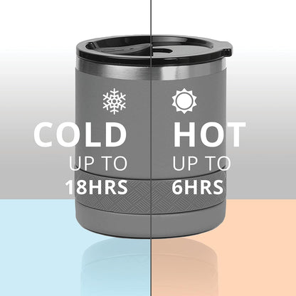 Recess Lowball Tumbler, 10oz Triple Wall Stainless Steel Cup with Non-Shattered Tritan Lid, Insulated Whiskey Glass, Insulated Coffee Tumbler Mug for Hot & Cold Drinks - Black