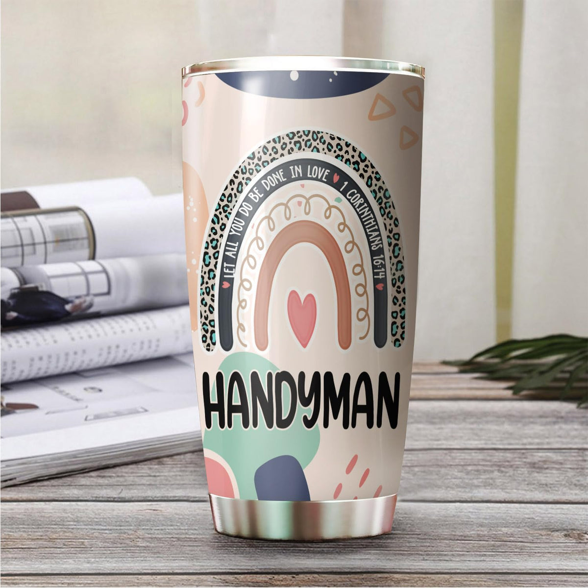 Let All You Do Be Done In Love Postal Clerk Tumbler Stainless Steel 20oz, Office Gifts Women Men Work Friends Coworker, Driking Coffee Cup For Birthday Christmas - Colors D