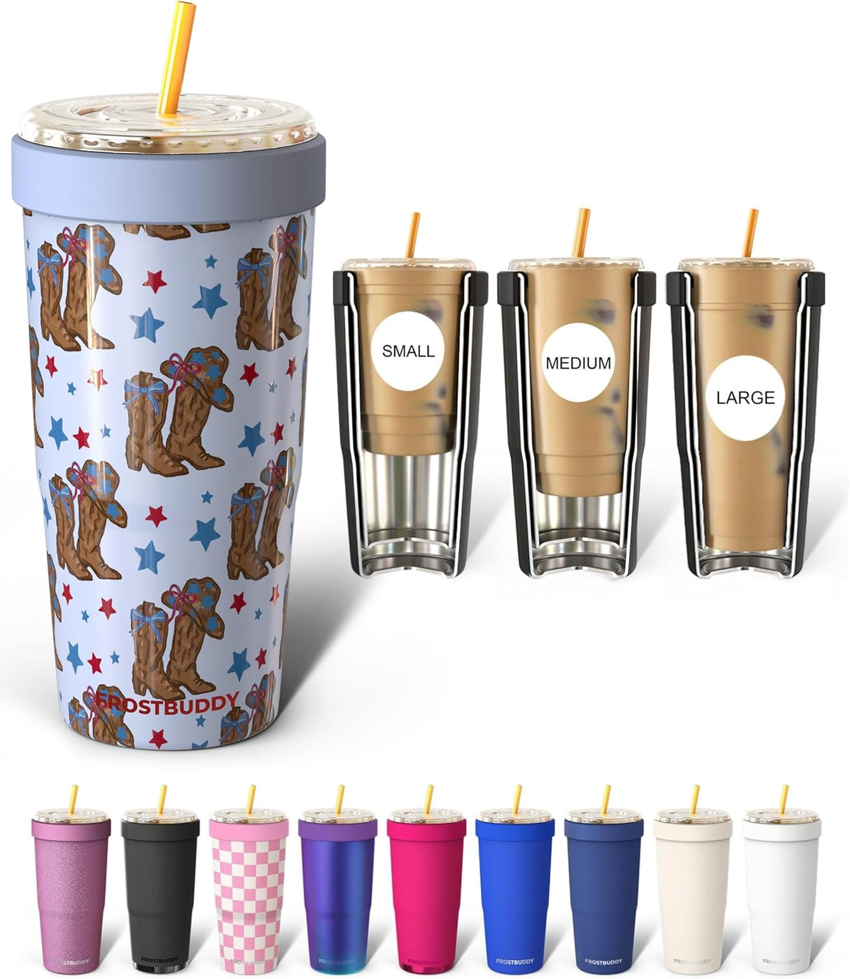 Togo Buddy 30 oz Stainless Steel Vacuum Insulated Tumbler To Go Coffee Cup – Iced Coffee Cups, Iced Coffee Sleeve, Travel Mug, Thermal Cup for Hot & Cold Drinks, Dunkin Cup (Blue Pencil) - Colors A