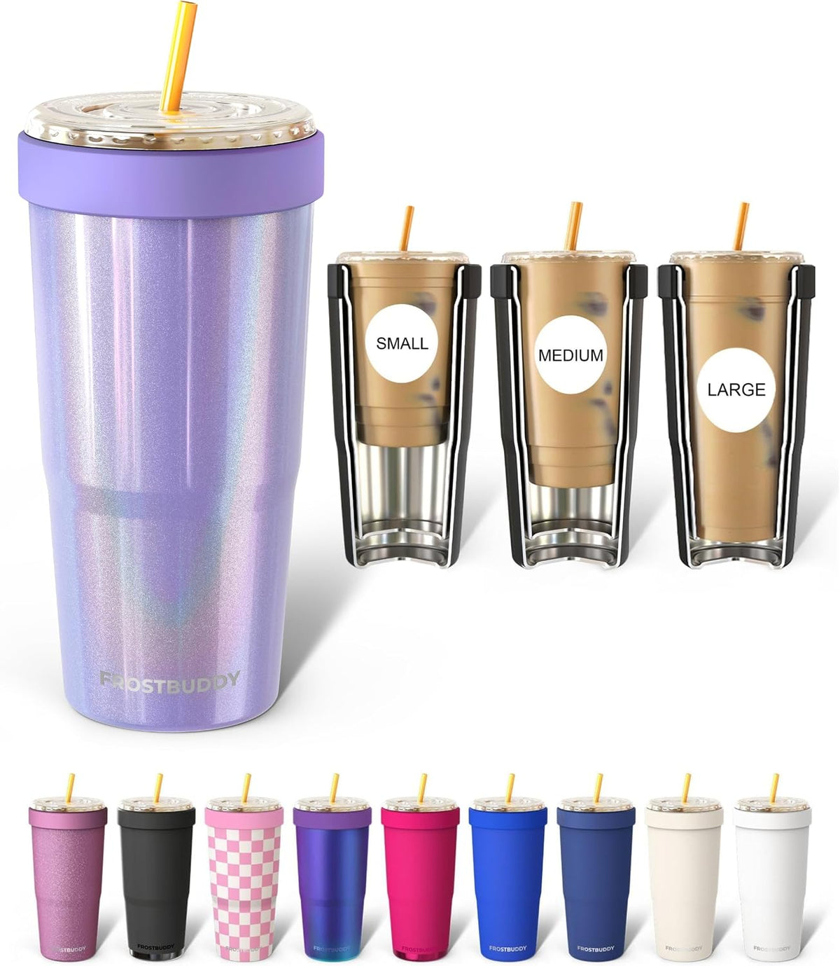 Togo Buddy 30 oz Stainless Steel Vacuum Insulated Tumbler To Go Coffee Cup – Iced Coffee Cups, Iced Coffee Sleeve, Travel Mug, Thermal Cup for Hot & Cold Drinks, Dunkin Cup (Blue Pencil) - Colors A