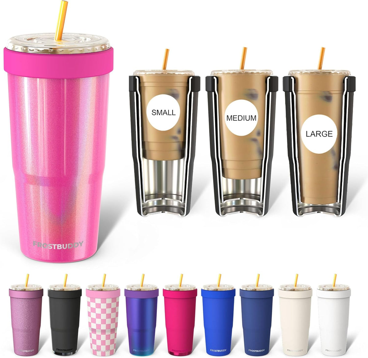 Togo Buddy 30 oz Stainless Steel Vacuum Insulated Tumbler To Go Coffee Cup – Iced Coffee Cups, Iced Coffee Sleeve, Travel Mug, Thermal Cup for Hot & Cold Drinks, Dunkin Cup (Blue Pencil) - Colors A