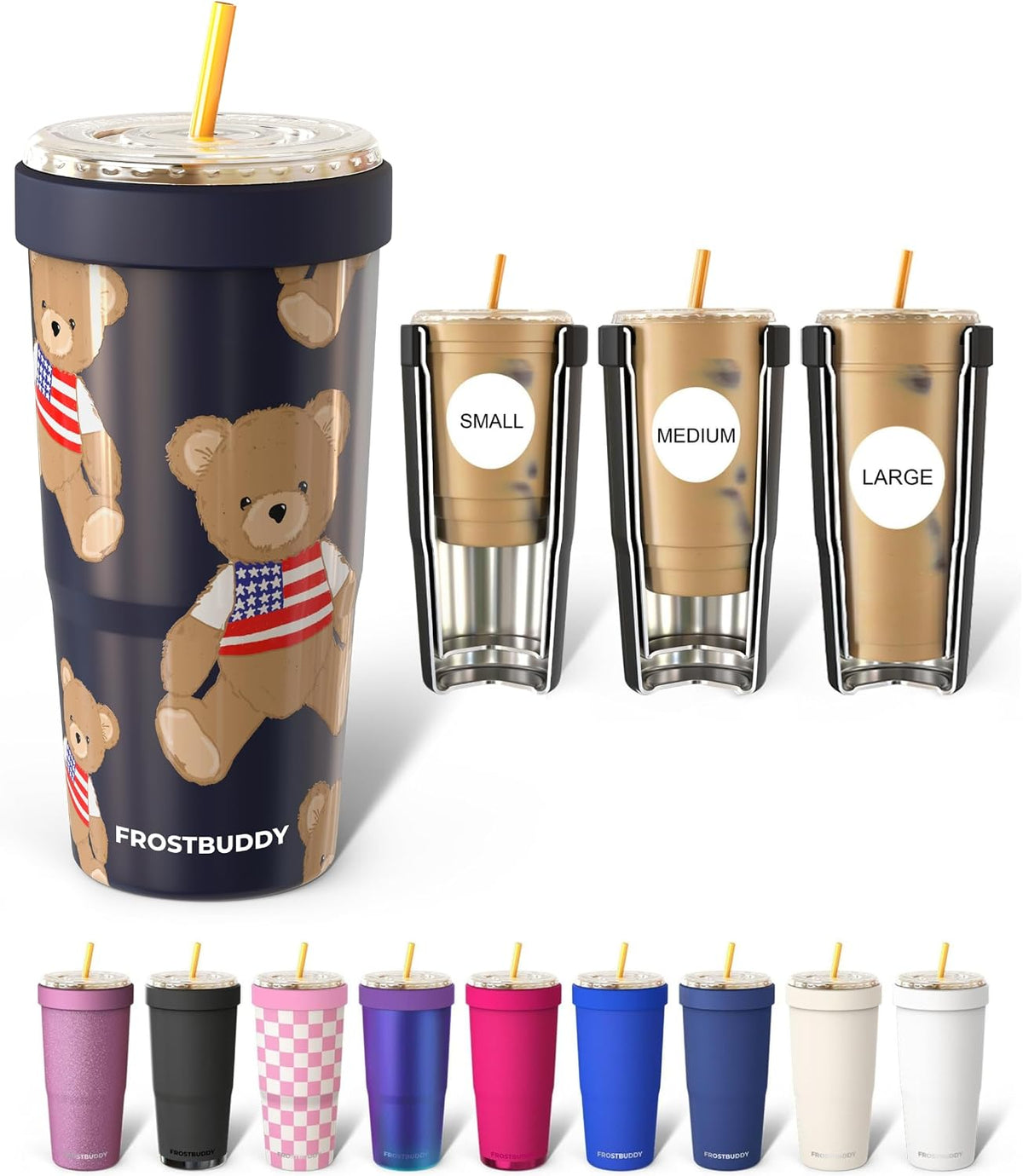Togo Buddy 30 oz Stainless Steel Vacuum Insulated Tumbler To Go Coffee Cup – Iced Coffee Cups, Iced Coffee Sleeve, Travel Mug, Thermal Cup for Hot & Cold Drinks, Dunkin Cup (Blue Pencil) - Colors A