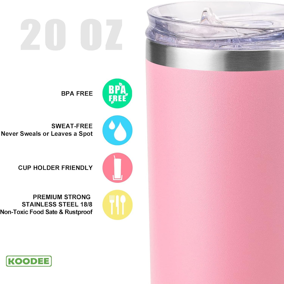 20 oz Stainless Steel Skinny Tumbler Double Wall Insulated Slim Water Tumbler Cup for Coffee, Tea (Baby Blue)