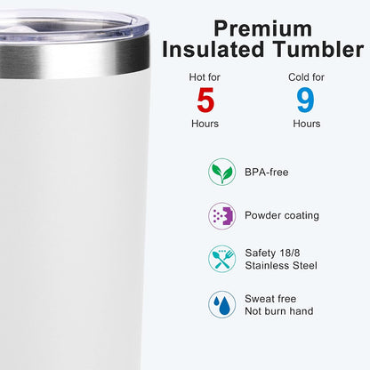 20 oz Stainless Steel Skinny Tumbler Double Wall Insulated Slim Water Tumbler Cup for Coffee, Tea (Baby Blue)