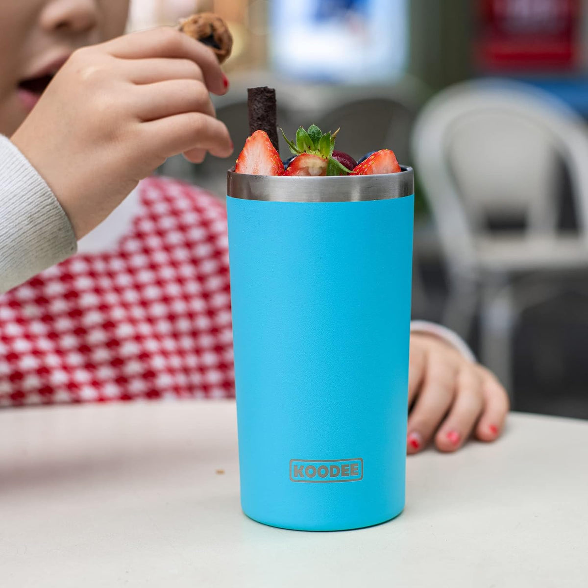 20 oz Stainless Steel Skinny Tumbler Double Wall Insulated Slim Water Tumbler Cup for Coffee, Tea (Baby Blue)