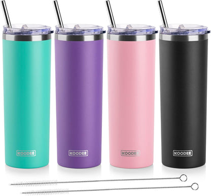 20 oz Stainless Steel Skinny Tumbler Double Wall Insulated Slim Water Tumbler Cup for Coffee, Tea (Baby Blue)
