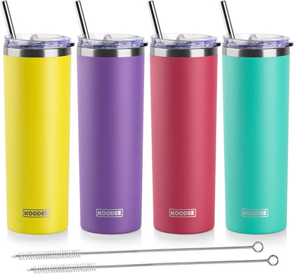 20 oz Stainless Steel Skinny Tumbler Double Wall Insulated Slim Water Tumbler Cup for Coffee, Tea (Baby Blue)