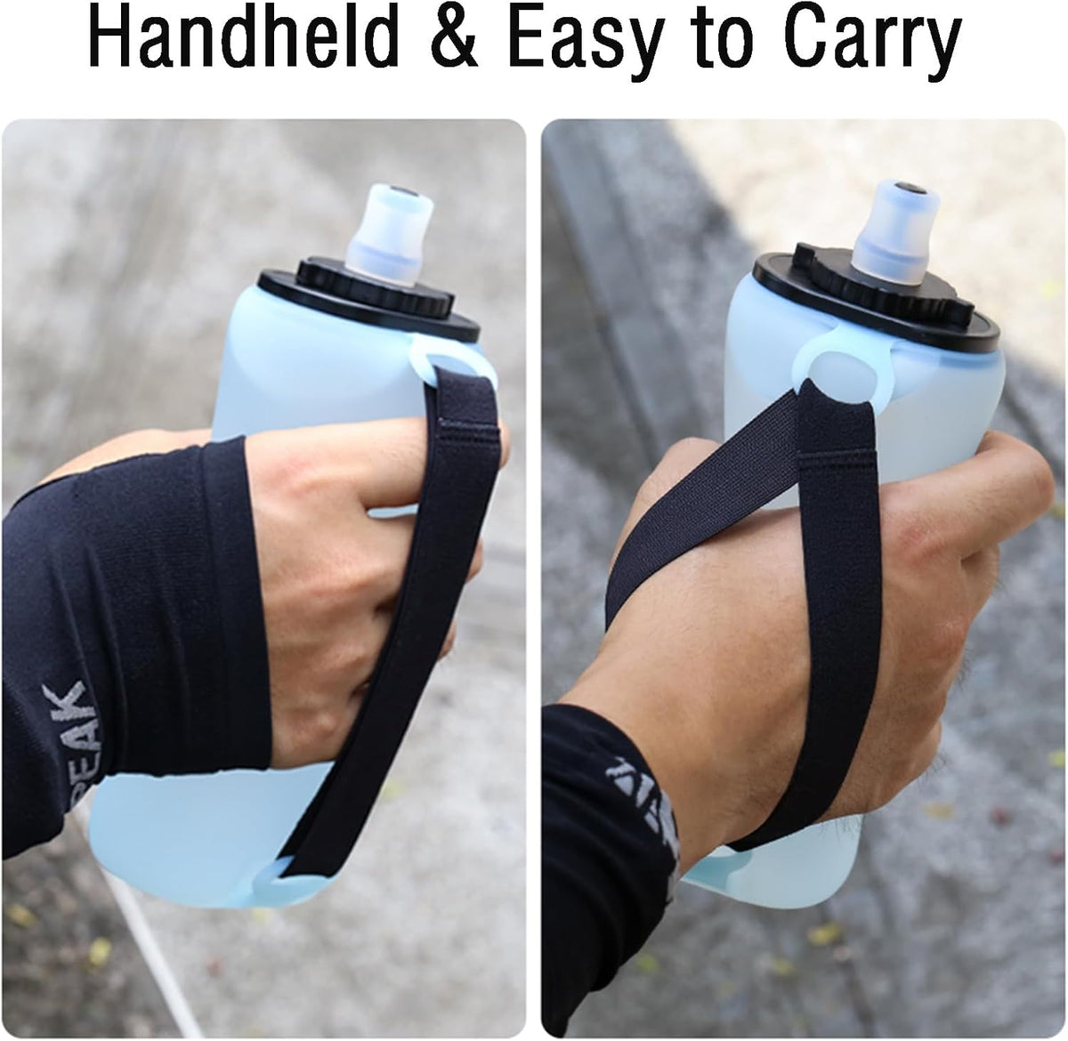Soft Flask 11.8oz/350ml, Soft Silicone Quick Grip Chill Handheld Water Bottle Collapsible for Running Hydration Morning Jogging Climbing Cycling Sports Activity (Blue)