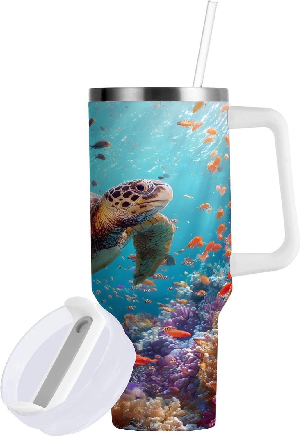 Monkey Face Banana 30 oz Tumbler with Handle and Straw Lid, Insulated Stainless Steel Water Bottle Portable Travel Coffee Tea Mug Cup - Colors A