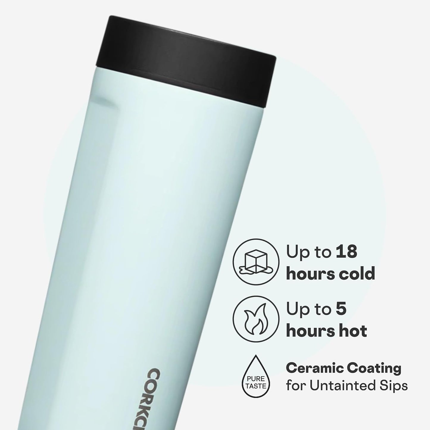 Commuter Cup Travel Mug - Insulated Coffee Mug with Lid - Keeps Drinks Cold 18 Hours - 360° Spill-Proof Sip Lid - Holiday Gift - Great for Gifting Warmth - 17 oz - Powder Blue