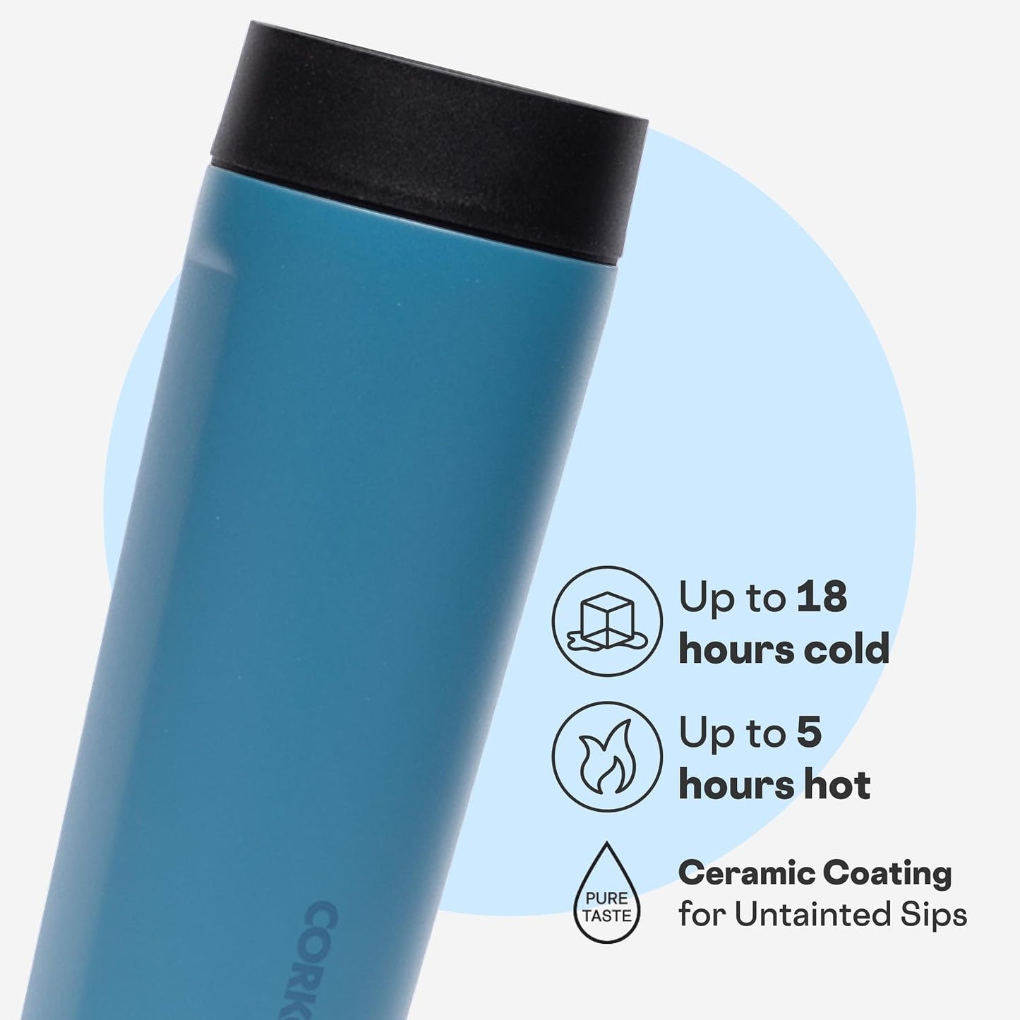 Commuter Cup Travel Mug - Insulated Coffee Mug with Lid - Keeps Drinks Cold 18 Hours - 360° Spill-Proof Sip Lid - Holiday Gift - Great for Gifting Warmth - 17 oz - Powder Blue