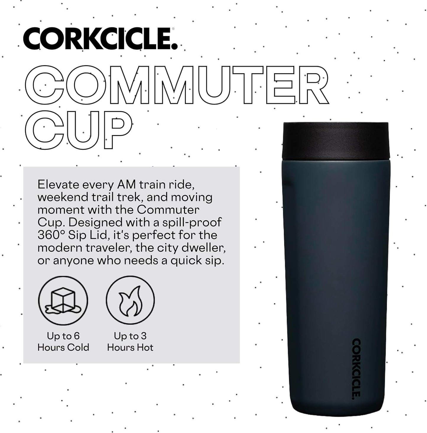 Commuter Cup Travel Mug - Insulated Coffee Mug with Lid - Keeps Drinks Cold 18 Hours - 360° Spill-Proof Sip Lid - Holiday Gift - Great for Gifting Warmth - 17 oz - Powder Blue