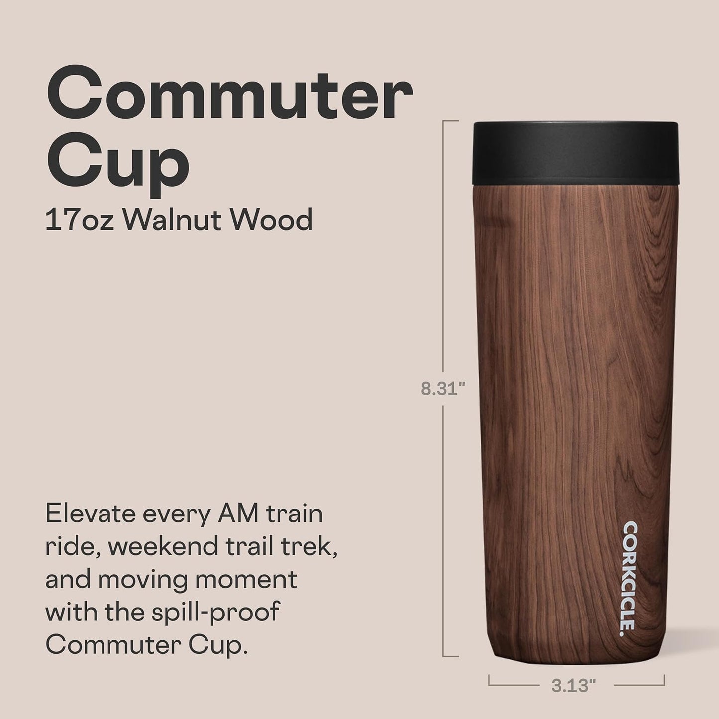 Commuter Cup Travel Mug - Insulated Coffee Mug with Lid - Keeps Drinks Cold 18 Hours - 360° Spill-Proof Sip Lid - Holiday Gift - Great for Gifting Warmth - 17 oz - Powder Blue