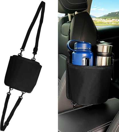 Car Cup Holder Expander for Car Seat Side, Multifunctional Hanging Storage Bag for Water Bottle Cup and Drink at Back Seat, Large Waterproof Oxford Cloth Hanging Cup Holder Organizer Tray