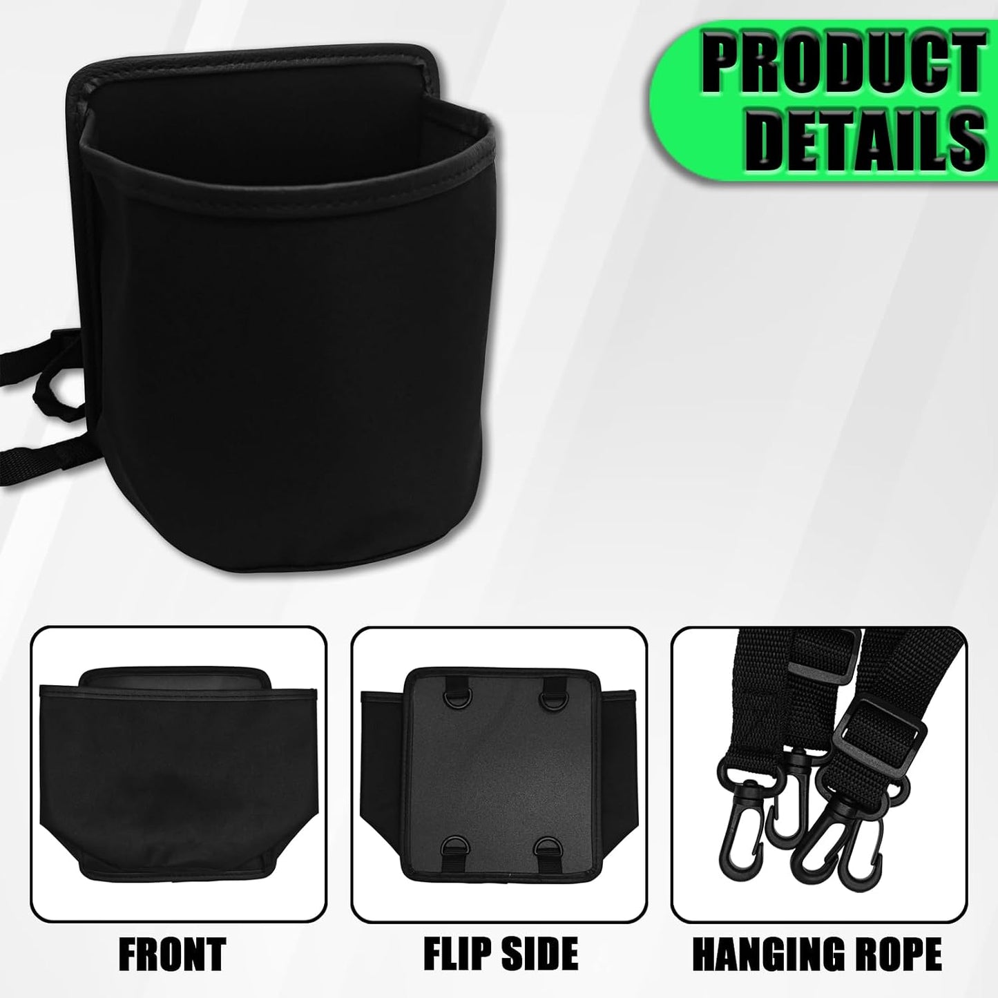 Car Cup Holder Expander for Car Seat Side, Multifunctional Hanging Storage Bag for Water Bottle Cup and Drink at Back Seat, Large Waterproof Oxford Cloth Hanging Cup Holder Organizer Tray
