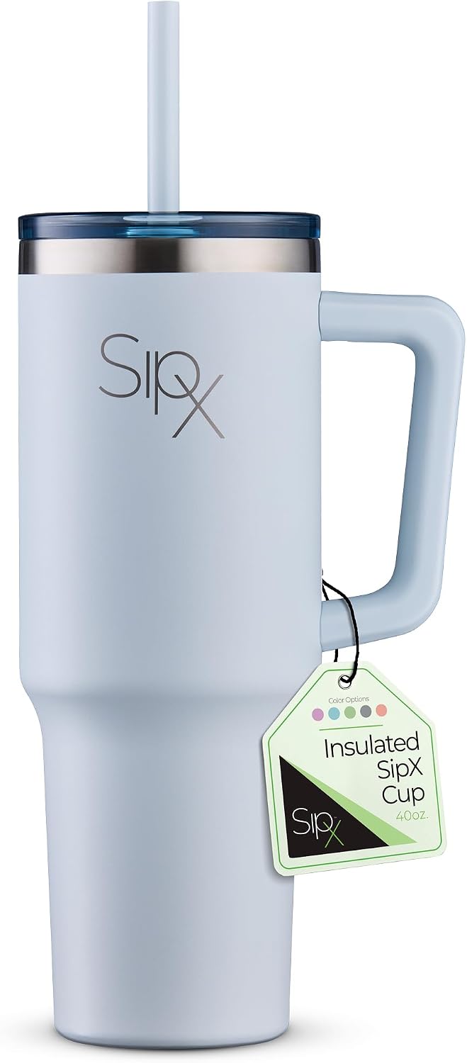 ™ 30 oz Insulated Tumbler with Handle & Straw – Vacuum Insulated Stainless Steel, Leakproof, Cupholder Friendly – Perfect for Iced Coffee, Water & Travel – Grey