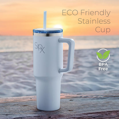 ™ 30 oz Insulated Tumbler with Handle & Straw – Vacuum Insulated Stainless Steel, Leakproof, Cupholder Friendly – Perfect for Iced Coffee, Water & Travel – Grey