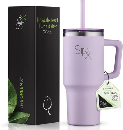 ™ 30 oz Insulated Tumbler with Handle & Straw – Vacuum Insulated Stainless Steel, Leakproof, Cupholder Friendly – Perfect for Iced Coffee, Water & Travel – Grey