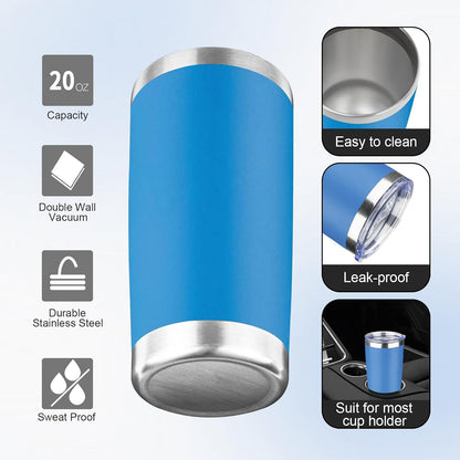 20oz Tumbler with Lid and Straw Double Wall Powder Coated Vacuum Insulated Coffee Tumbler Stainless Steel Insulated Travel Coffee Mug Spill-Proof Thermal Cup for Hot and Cold Beverage,Black