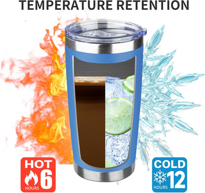 20oz Tumbler with Lid and Straw Double Wall Powder Coated Vacuum Insulated Coffee Tumbler Stainless Steel Insulated Travel Coffee Mug Spill-Proof Thermal Cup for Hot and Cold Beverage,Black