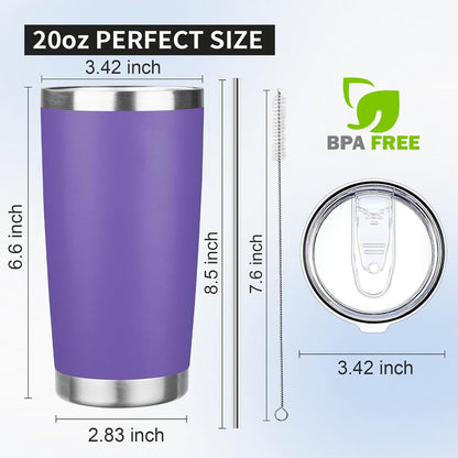 20oz Tumbler with Lid and Straw Double Wall Powder Coated Vacuum Insulated Coffee Tumbler Stainless Steel Insulated Travel Coffee Mug Spill-Proof Thermal Cup for Hot and Cold Beverage,Black