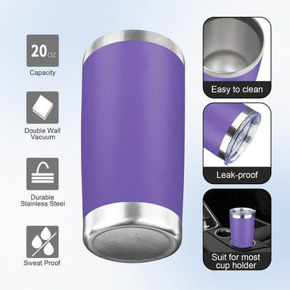 20oz Tumbler with Lid and Straw Double Wall Powder Coated Vacuum Insulated Coffee Tumbler Stainless Steel Insulated Travel Coffee Mug Spill-Proof Thermal Cup for Hot and Cold Beverage,Black