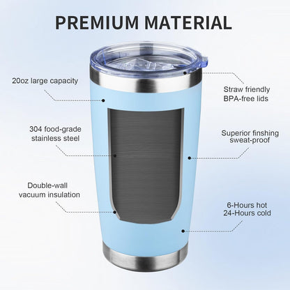 20oz Tumbler with Lid and Straw Double Wall Powder Coated Vacuum Insulated Coffee Tumbler Stainless Steel Insulated Travel Coffee Mug Spill-Proof Thermal Cup for Hot and Cold Beverage,Black