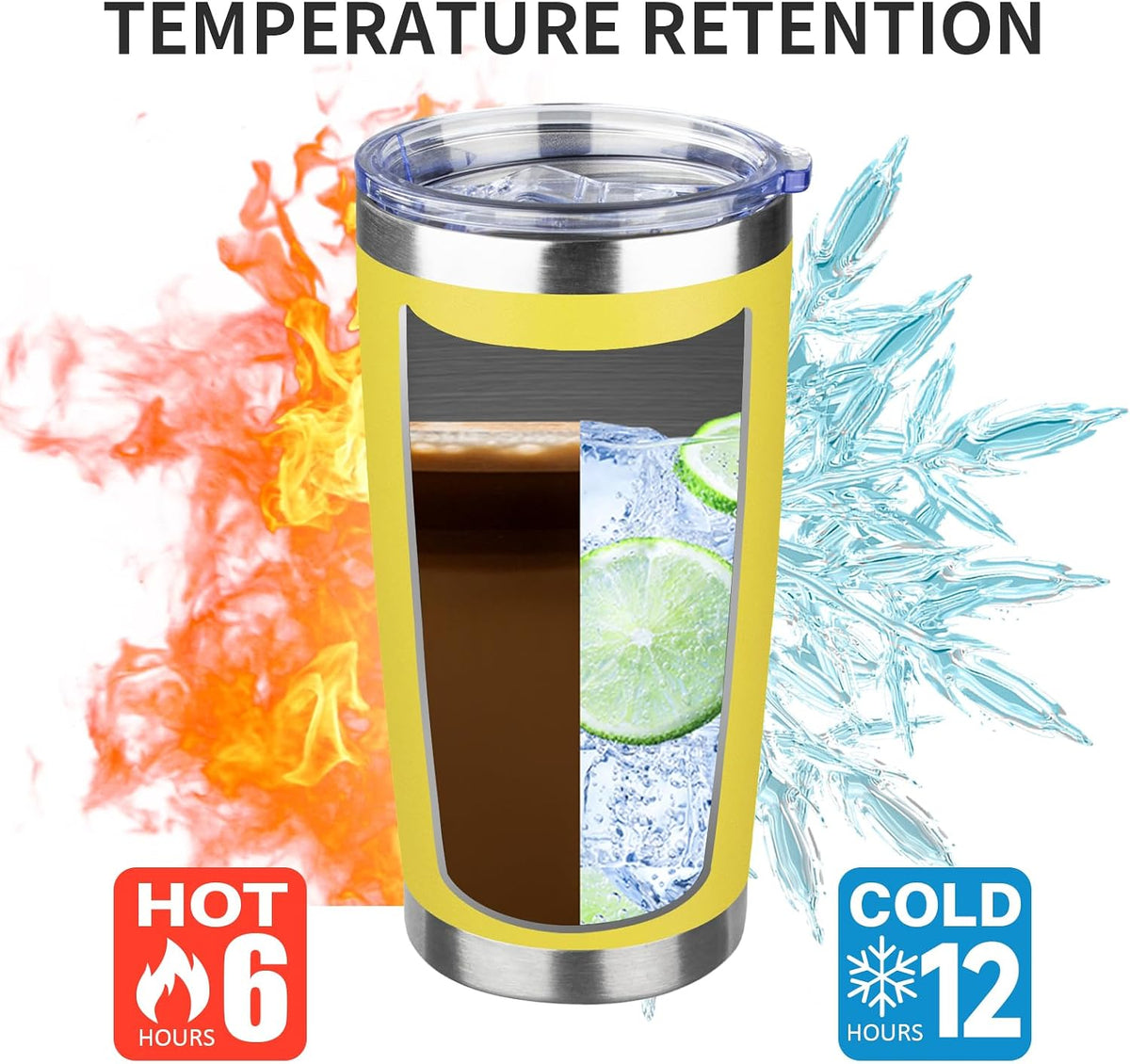 20oz Tumbler with Lid and Straw Double Wall Powder Coated Vacuum Insulated Coffee Tumbler Stainless Steel Insulated Travel Coffee Mug Spill-Proof Thermal Cup for Hot and Cold Beverage,Black