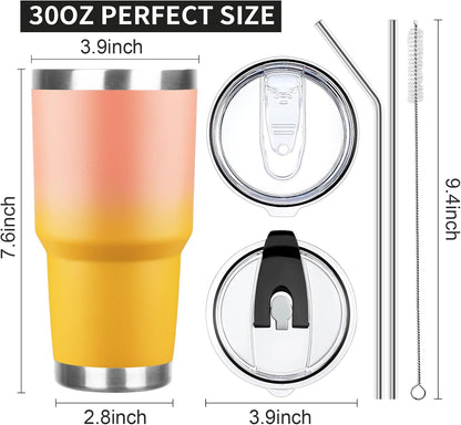 20oz Tumbler with Lid and Straw Double Wall Powder Coated Vacuum Insulated Coffee Tumbler Stainless Steel Insulated Travel Coffee Mug Spill-Proof Thermal Cup for Hot and Cold Beverage,Black