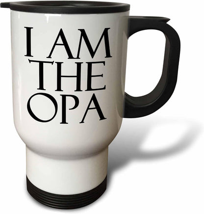 I Am The Opa Black Travel Mug, 14-Ounce, Stainless Steel
