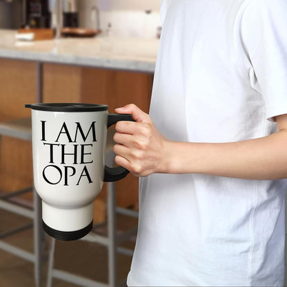 I Am The Opa Black Travel Mug, 14-Ounce, Stainless Steel