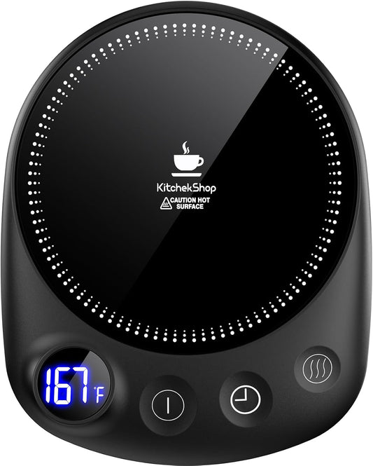Coffee Mug Warmer-Fastest Heating & Highest Temperature, Coffee Cup Warmer for Desk Auto Shut Off, 4 Temp Settings & 1-12H Timer, Smart Electric Mug & Candle Warmer for Coffee, Tea (Black)