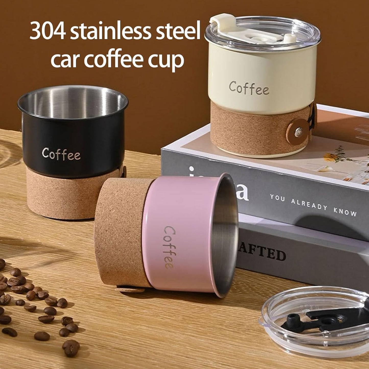 304 Stainless Steels Vacuum Insulating Coffee Cup Portable Leakproof Lid Dishwasher Safe Travel Mug for Commuters Ergonomic Grip Coffee Cup
