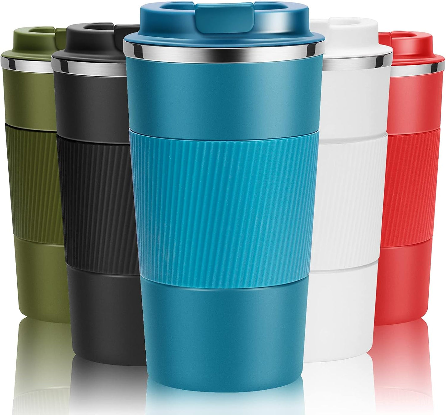 17oz Travel Coffee Cups Insulated Mug Thermal Tumbler to Go with Lid Leak Proof Reusable Stainless Steel Coffee Mug Spill Proof for Hot and Iced Cold Drinks (Black, 510ml)