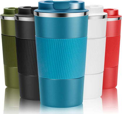 17oz Travel Coffee Cups Insulated Mug Thermal Tumbler to Go with Lid Leak Proof Reusable Stainless Steel Coffee Mug Spill Proof for Hot and Iced Cold Drinks (Black, 510ml)