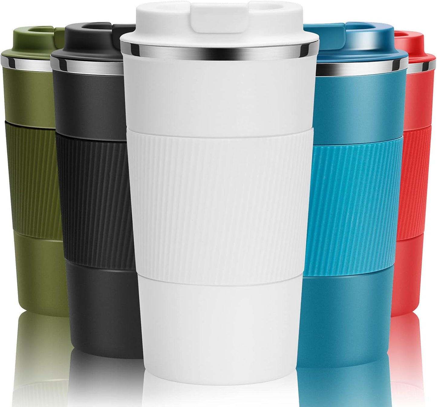 17oz Travel Coffee Cups Insulated Mug Thermal Tumbler to Go with Lid Leak Proof Reusable Stainless Steel Coffee Mug Spill Proof for Hot and Iced Cold Drinks (Black, 510ml)