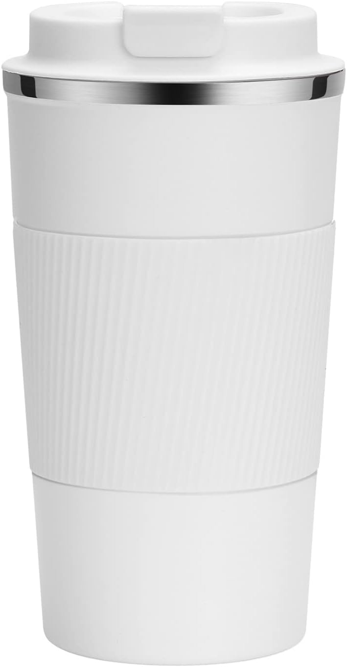 17oz Travel Coffee Cups Insulated Mug Thermal Tumbler to Go with Lid Leak Proof Reusable Stainless Steel Coffee Mug Spill Proof for Hot and Iced Cold Drinks (Black, 510ml)