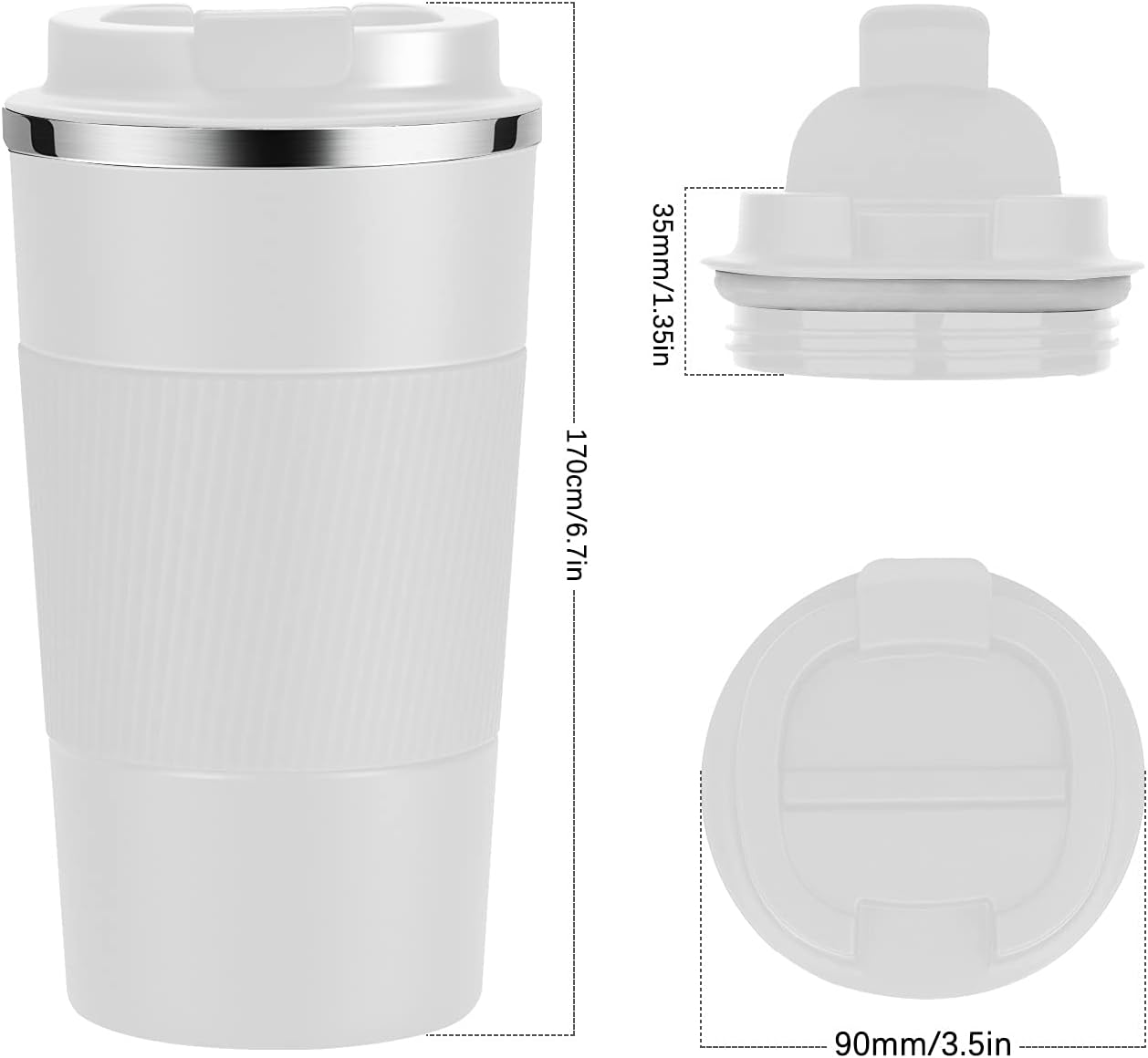 17oz Travel Coffee Cups Insulated Mug Thermal Tumbler to Go with Lid Leak Proof Reusable Stainless Steel Coffee Mug Spill Proof for Hot and Iced Cold Drinks (Black, 510ml)