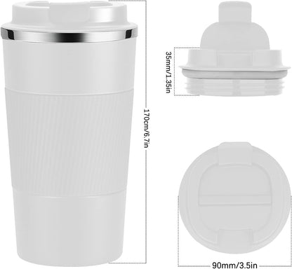 17oz Travel Coffee Cups Insulated Mug Thermal Tumbler to Go with Lid Leak Proof Reusable Stainless Steel Coffee Mug Spill Proof for Hot and Iced Cold Drinks (Black, 510ml)