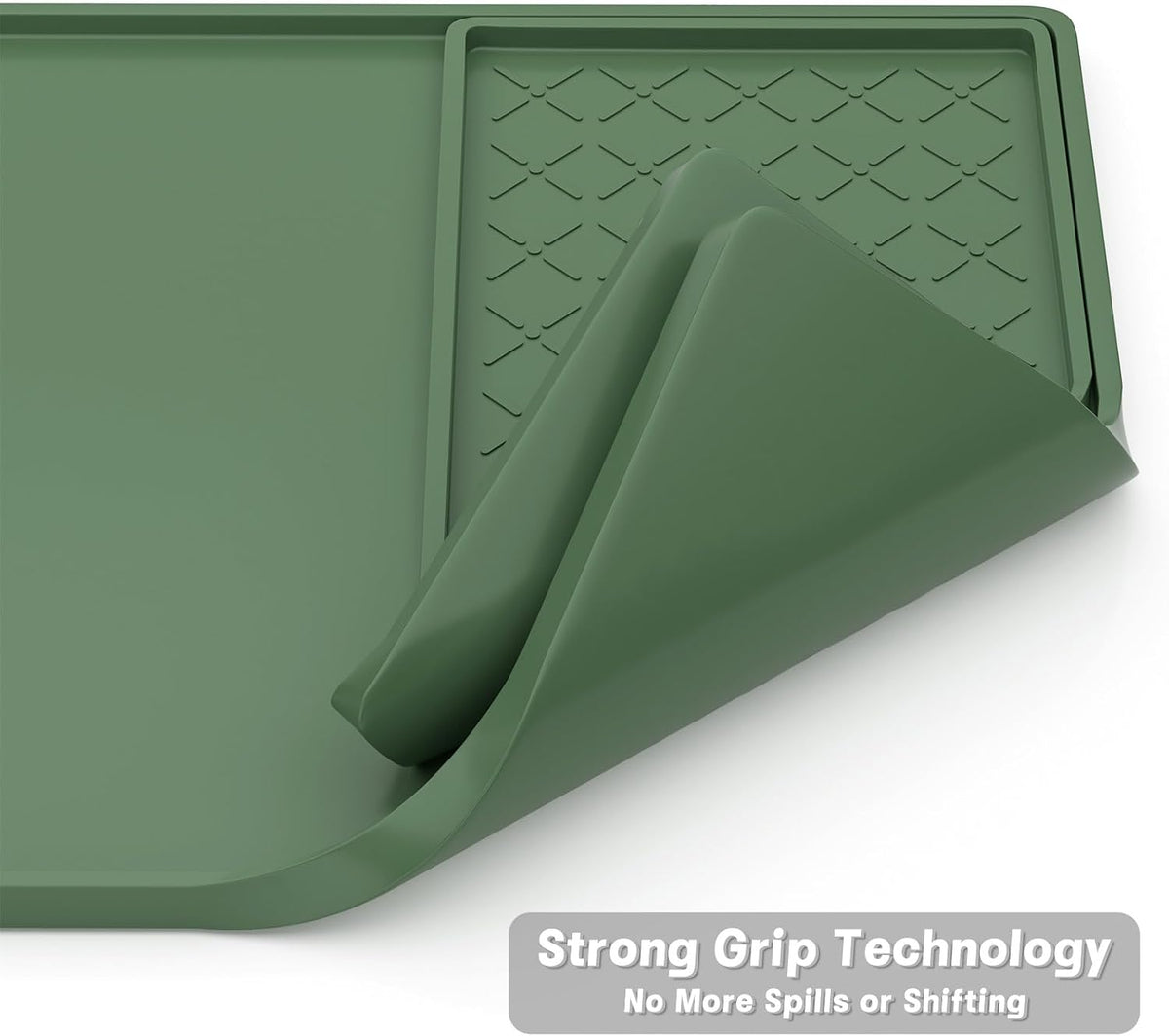 Silicone Coffee Mat, 16" x 24" Waterproof Raised Edge Coffee Bar Mats for Espresso Machine Station Accessories, Heat Resistant Detachable Dish Drying Pad for Kitchen Counter, Dish Rack, Green