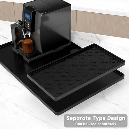 Silicone Coffee Mat, 16" x 24" Waterproof Raised Edge Coffee Bar Mats for Espresso Machine Station Accessories, Heat Resistant Detachable Dish Drying Pad for Kitchen Counter, Dish Rack, Green