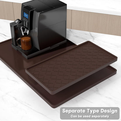 Silicone Coffee Mat, 16" x 24" Waterproof Raised Edge Coffee Bar Mats for Espresso Machine Station Accessories, Heat Resistant Detachable Dish Drying Pad for Kitchen Counter, Dish Rack, Green