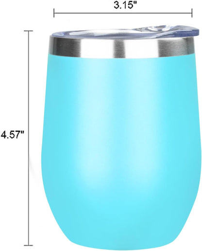 12 Oz Insulated Wine Tumbler with Lid Wine Glass Coffee Cup(Black,1)