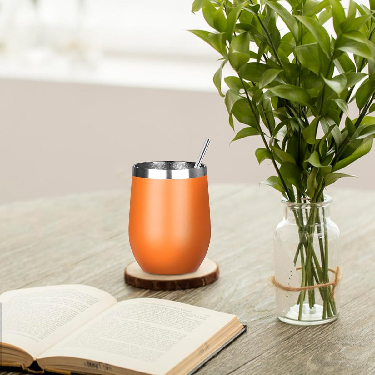 12 Oz Insulated Wine Tumbler with Lid Wine Glass Coffee Cup(Black,1)