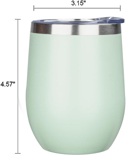 12 Oz Insulated Wine Tumbler with Lid Wine Glass Coffee Cup(Black,1)