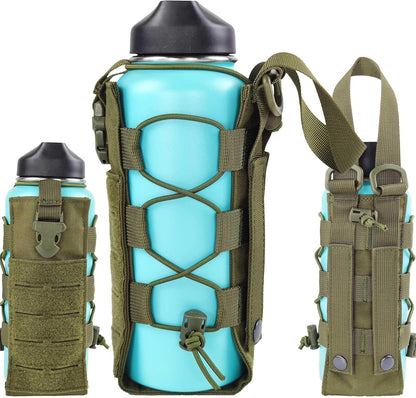 Molle Water Bottle Holder Pouches 16 24 32 40 64 oz Adjustable Capacity