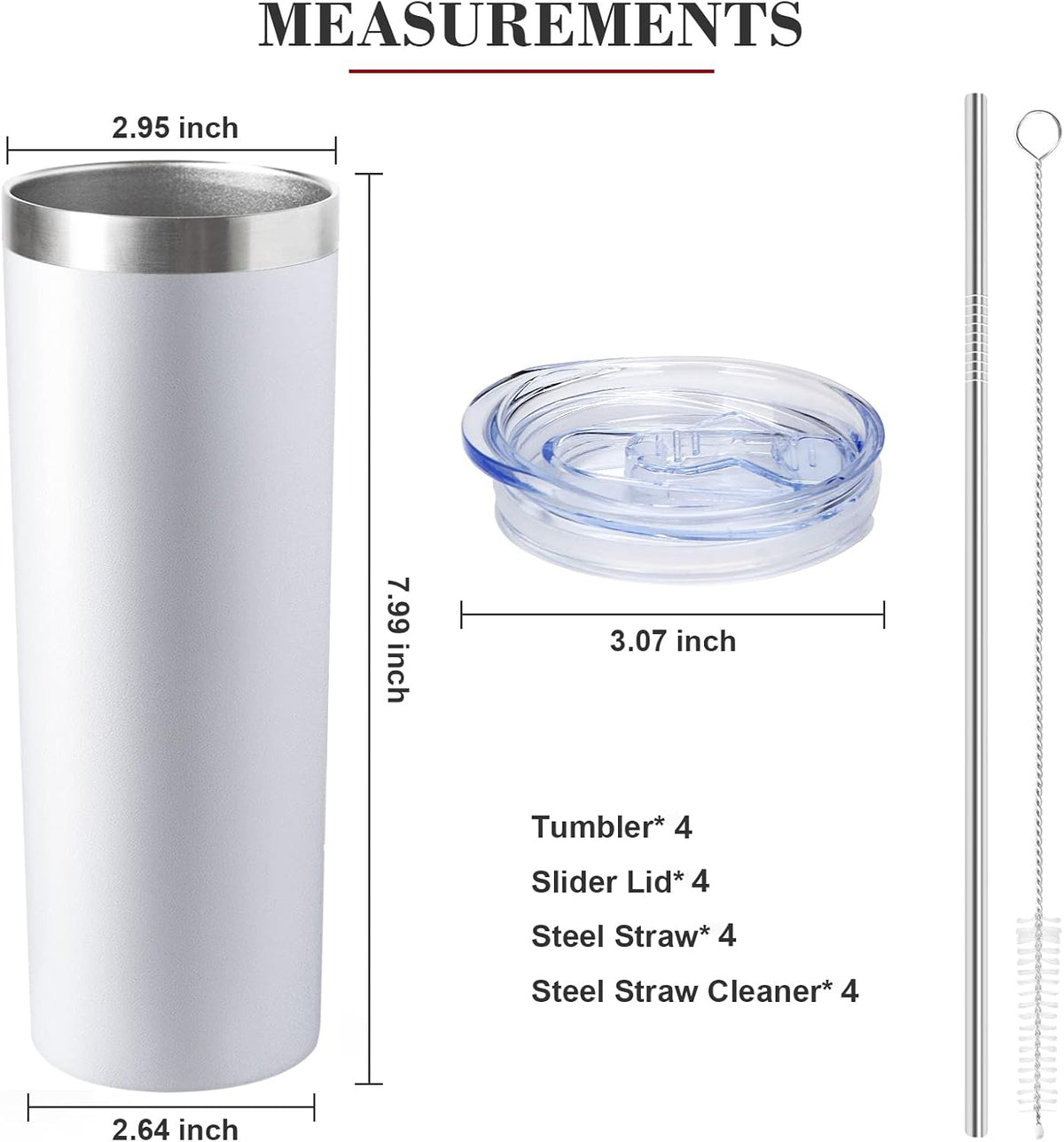 20 oz Skinny Tumbler with Lid and Straw,Stainless Steel Vacuum Insulated Tumbler Cup Double Wall Leak-proof Coffee Mug,Travel Thermal Water Tumbler for Home,Office,Outdoor(Black,1)