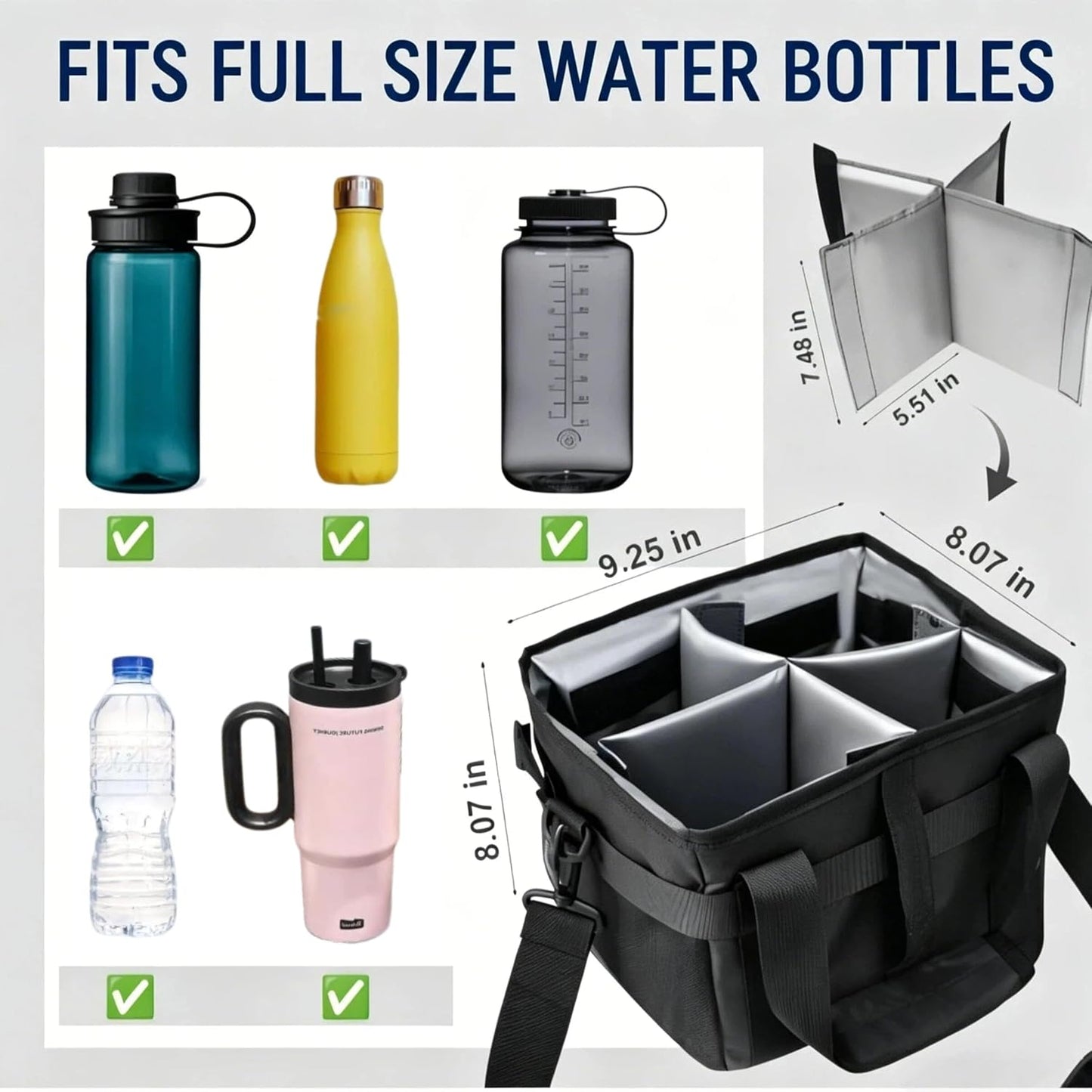 Drink Carrier Bag for 4 Cups, Water Bottle Holder with Adjustable Strap, Reusable Drink Holder Bag, Portable Beverage Caddy Tote for Coffee, Picnic, Office, Travel