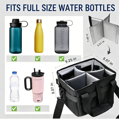 Drink Carrier Bag for 4 Cups, Water Bottle Holder with Adjustable Strap, Reusable Drink Holder Bag, Portable Beverage Caddy Tote for Coffee, Picnic, Office, Travel