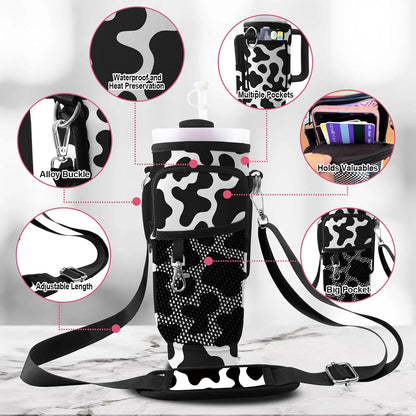 Stanley Carrier Bag for Stanley 40oz/30ozTumbler with Phone with 2 Adjustable Strap,3 Pockets Bottle Stanley Cup Carrier Bag & Case,Accessories for Hiking Travelling